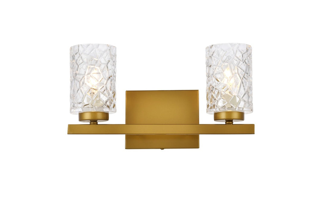 Elegant Lighting LD7026W14BR Two Light Bath, Brass