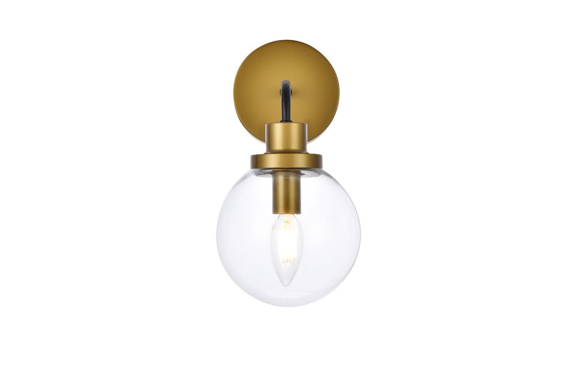 Elegant Lighting LD7031W8BRB One Light Bath, Black and Brass