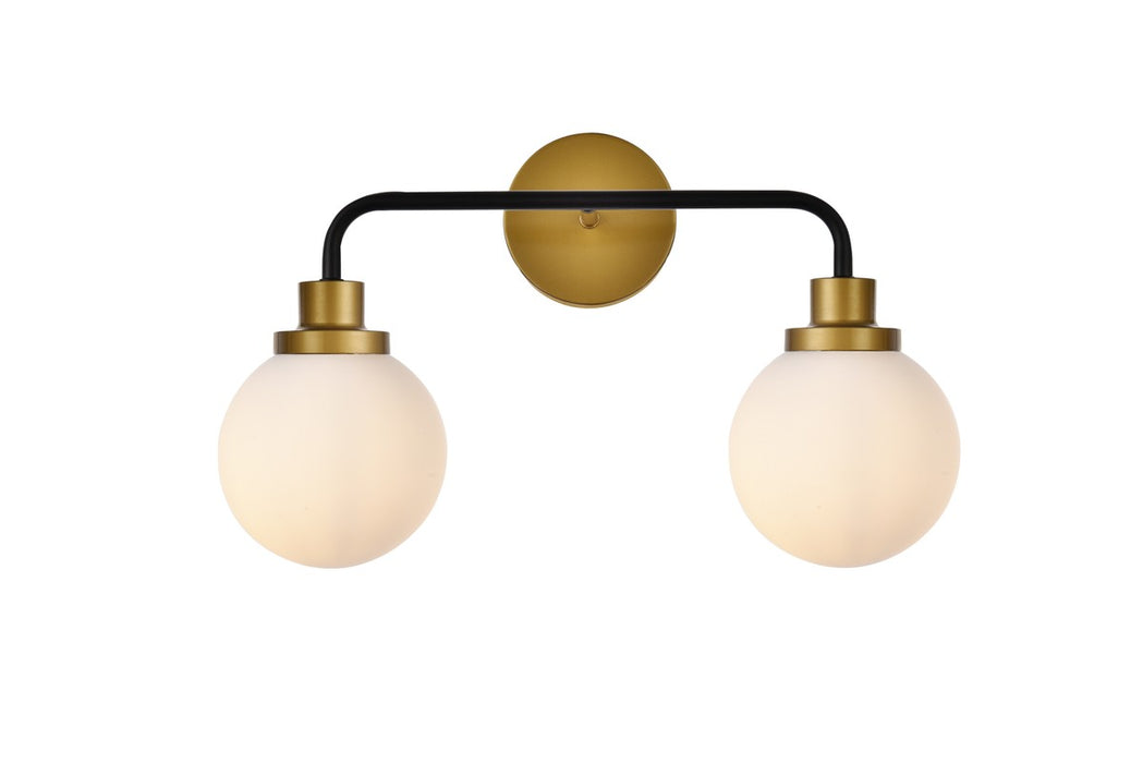 Elegant Lighting LD7032W19BRB Two Light Bath, Black and Brass