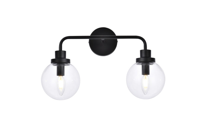 Elegant Lighting LD7033W19BK Two Light Bath, Black