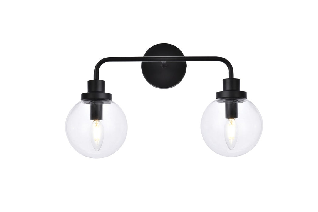 Elegant Lighting LD7033W19BK Two Light Bath, Black