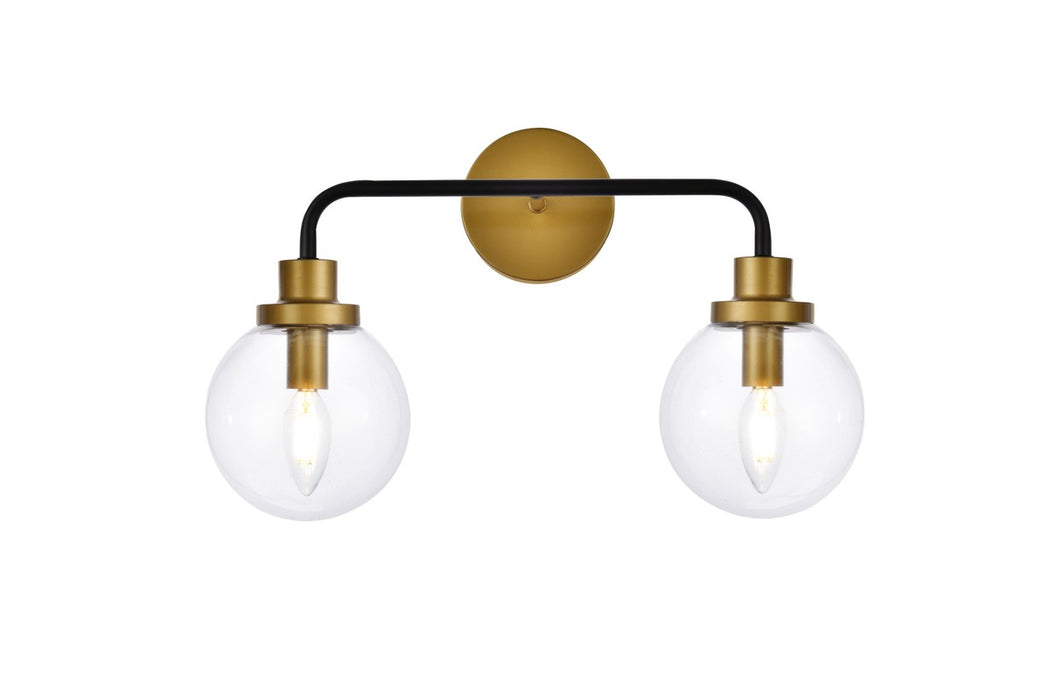 Elegant Lighting LD7033W19BRB Two Light Bath, Black and Brass