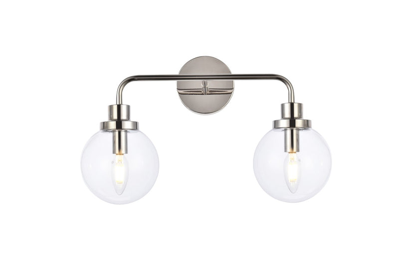 Elegant Lighting LD7033W19PN Two Light Bath, Polished Nickel