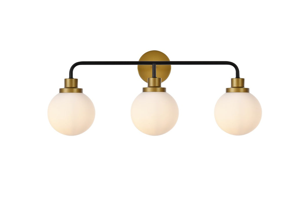 Elegant Lighting LD7034W28BRB Three Light Bath, Black and Brass