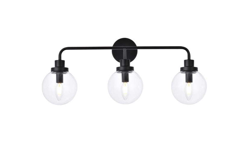 Elegant Lighting LD7035W28BK Three Light Bath, Black
