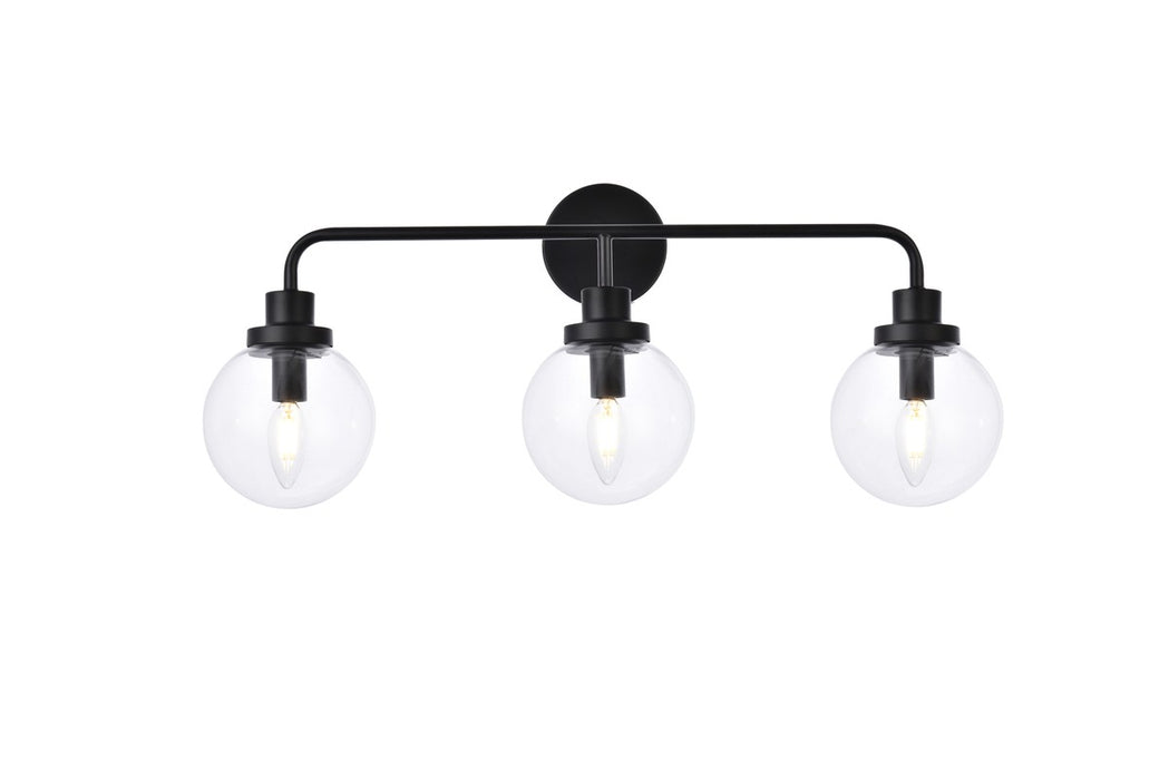 Elegant Lighting LD7035W28BK Three Light Bath, Black