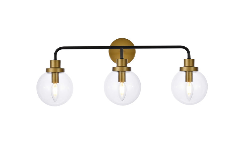 Elegant Lighting LD7035W28BRB Three Light Bath, Black and Brass
