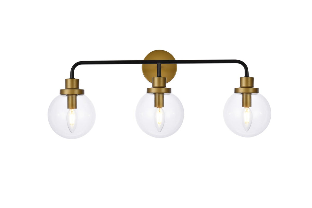 Elegant Lighting LD7035W28BRB Three Light Bath, Black and Brass