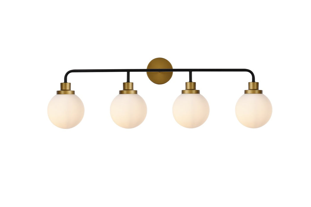 Elegant Lighting LD7036W38BRB Four Light Bath, Black and Brass