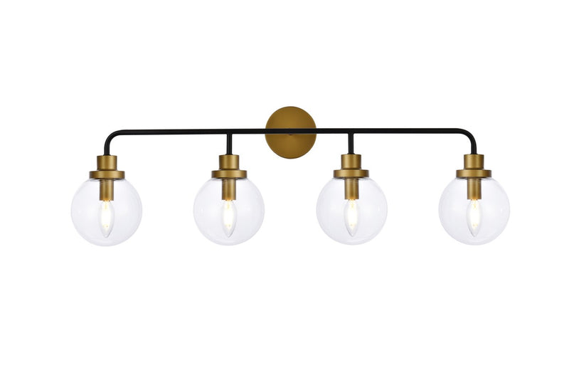 Elegant Lighting LD7037W38BRB Four Light Bath, Black and Brass