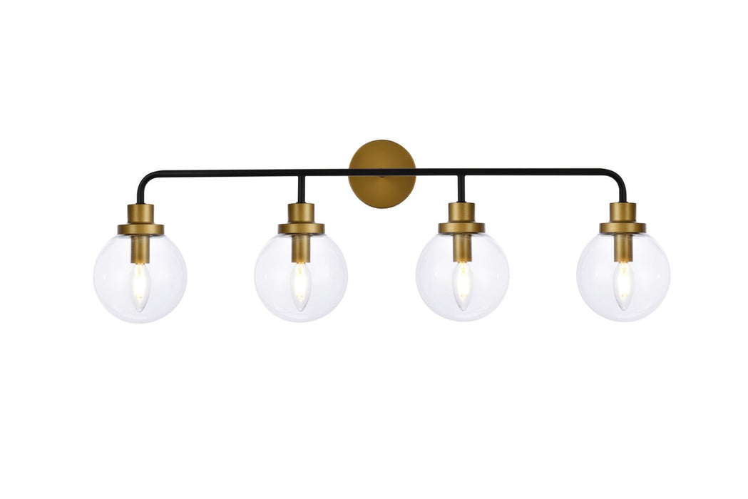 Elegant Lighting LD7037W38BRB Four Light Bath, Black and Brass