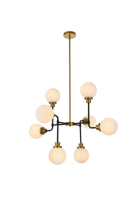 Elegant Lighting LD7038D36BRB Eight Light Pendant, Black and Brass