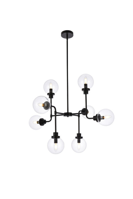 Elegant Lighting LD7039D36BK Eight Light Pendant, Black