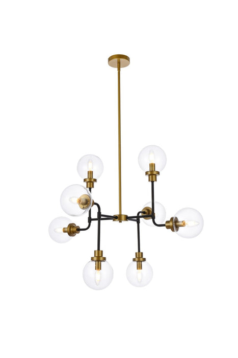 Elegant Lighting LD7039D36BRB Eight Light Pendant, Black and Brass