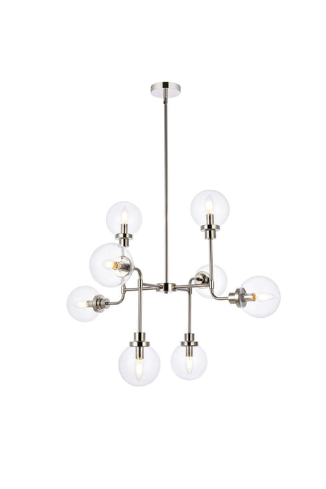 Elegant Lighting LD7039D36PN Eight Light Pendant, Polished Nickel