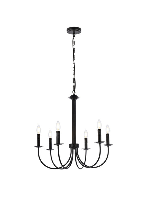 Elegant Lighting LD7040D26BK Six Light Pendant, Black
