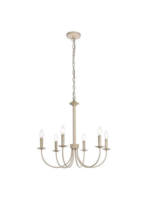 Elegant Lighting LD7040D26WD Six Light Pendant, Weathered Dove
