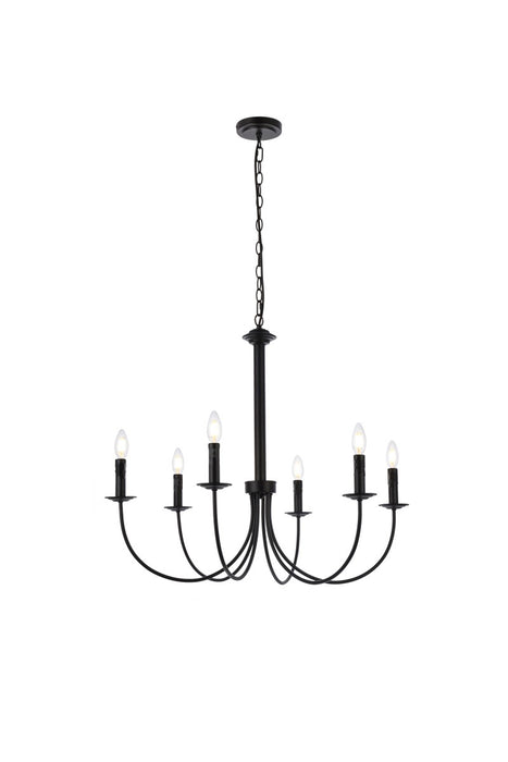 Elegant Lighting LD7041D32BK Six Light Pendant, Black