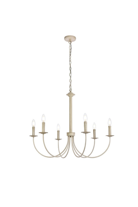 Elegant Lighting LD7041D32WD Six Light Pendant, Weathered Dove
