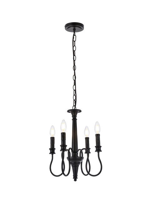 Elegant Lighting LD7042D14BK Four Light Pendant, Black