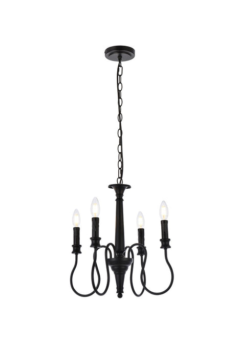 Elegant Lighting LD7043D17BK Four Light Pendant, Black