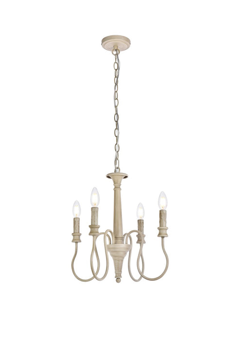 Elegant Lighting LD7043D17WD Four Light Pendant, Weathered Dove