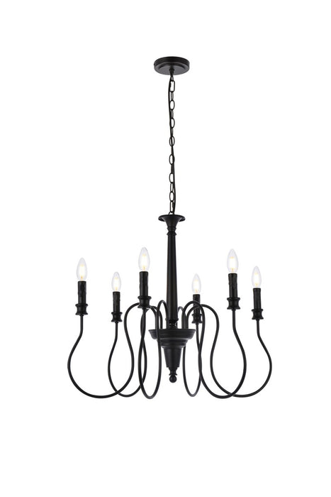 Elegant Lighting LD7044D26BK Six Light Pendant, Black