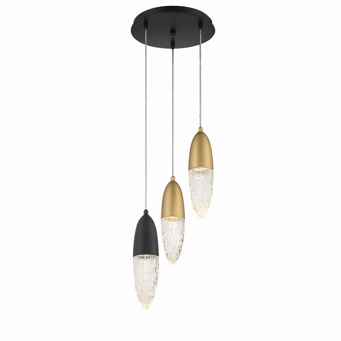 Eurofase 43858-046 Three Light Chandelier, Gold-Black