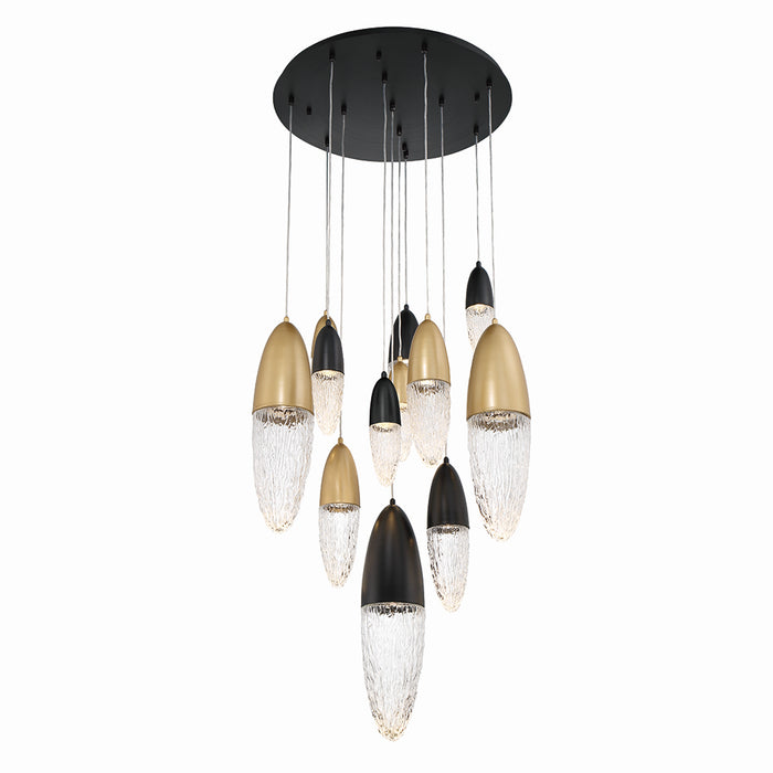 Eurofase 43859-041 12 Light Chandelier, Gold-Black