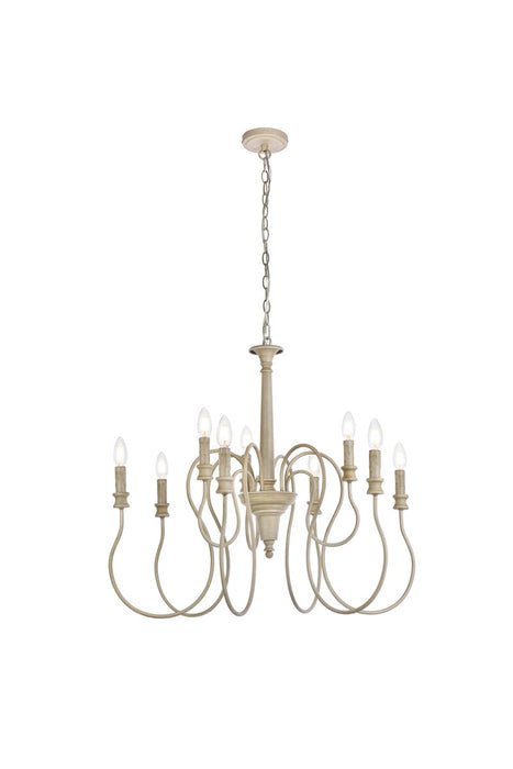 Elegant Lighting LD7045D30WD Nine Light Pendant, Weathered Dove