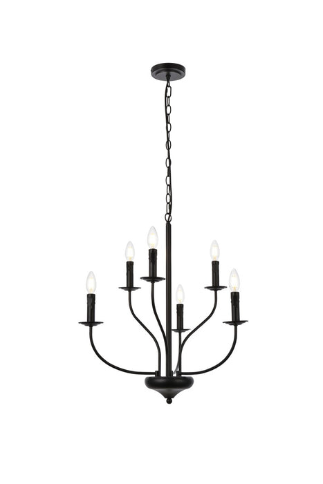 Elegant Lighting LD7046D24BK Six Light Pendant, Black
