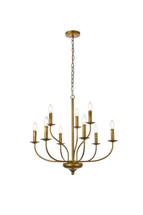 Elegant Lighting LD7047D28BR Nine Light Pendant, Brass