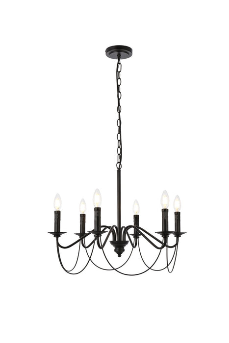 Elegant Lighting LD7048D24BK Six Light Pendant, Black
