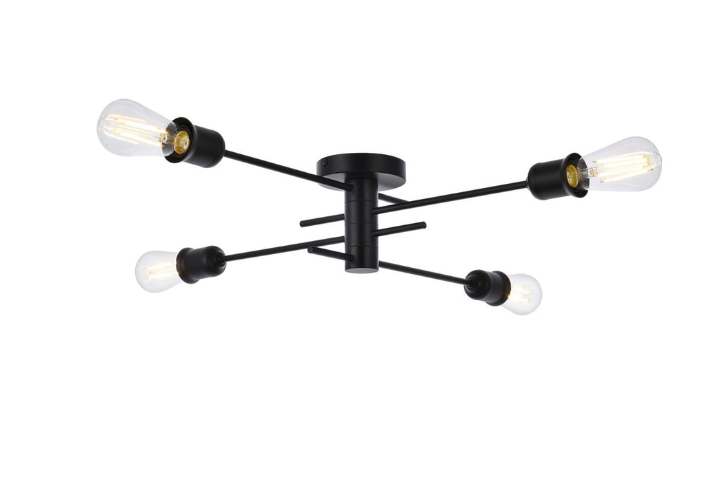 Elegant Lighting LD7050F26BK Four Light Flush Mount, Black