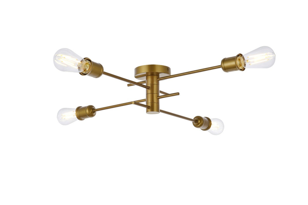 Elegant Lighting LD7050F26BR Four Light Flush Mount, Brass