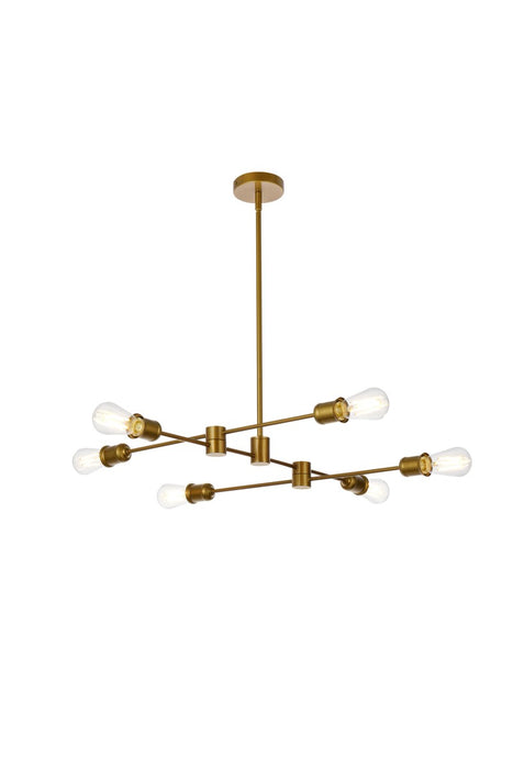 Elegant Lighting LD7051D31BR Six Light Pendant, Brass