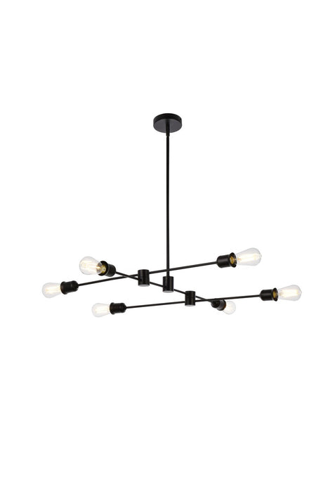 Elegant Lighting LD7052D35BK Six Light Pendant, Black