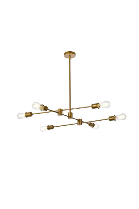 Elegant Lighting LD7052D35BR Six Light Pendant, Brass