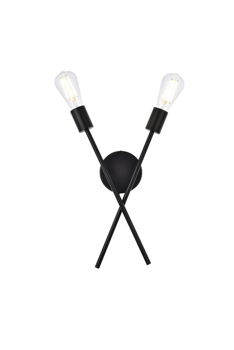 Elegant Lighting LD7053W7BK Two Light Wall Sconce, Black