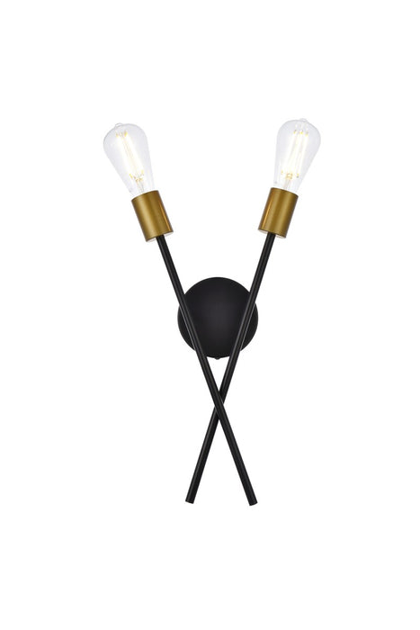 Elegant Lighting LD7053W7BRB Two Light Wall Sconce, black