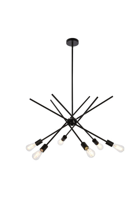 Elegant Lighting LD7054D32BK Six Light Pendant, Black