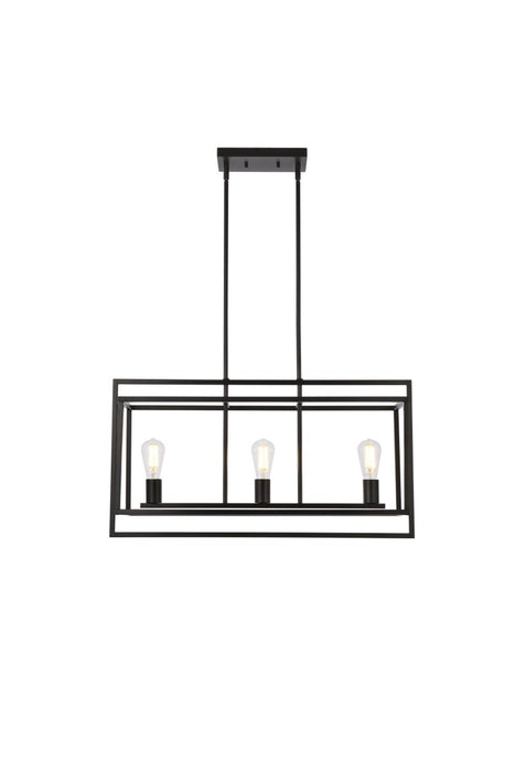Elegant Lighting LD7056D32BK Three Light Pendant, Black