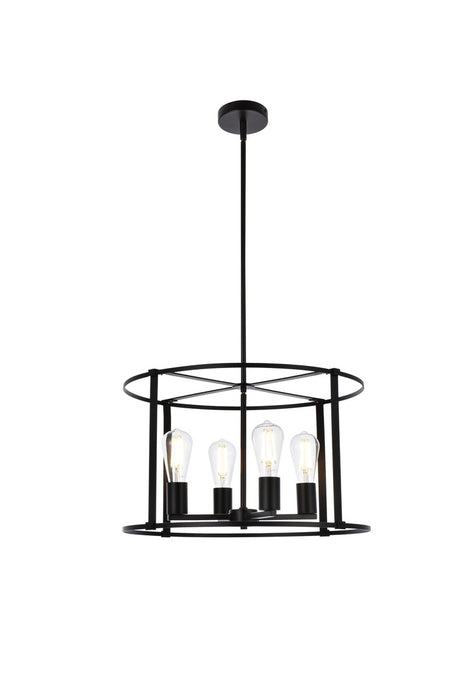 Elegant Lighting LD7057D20BK Four Light Pendant, Black