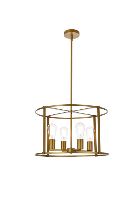 Elegant Lighting LD7057D20BR Four Light Pendant, Brass