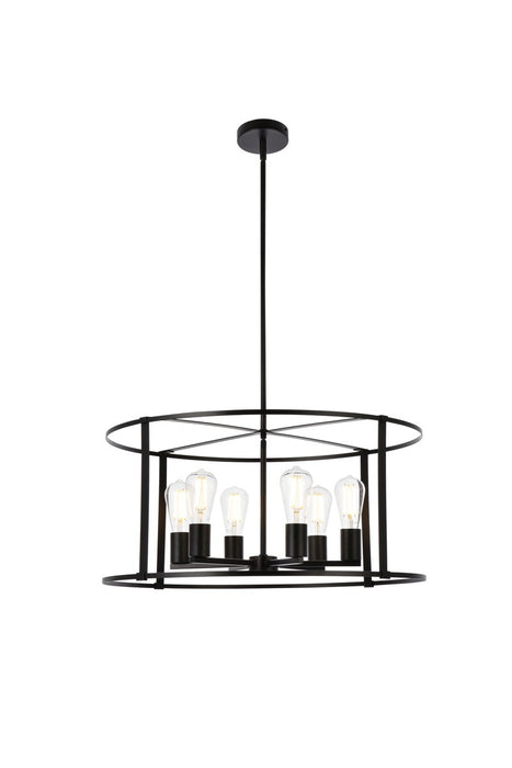 Elegant Lighting LD7058D26BK Six Light Pendant, Black