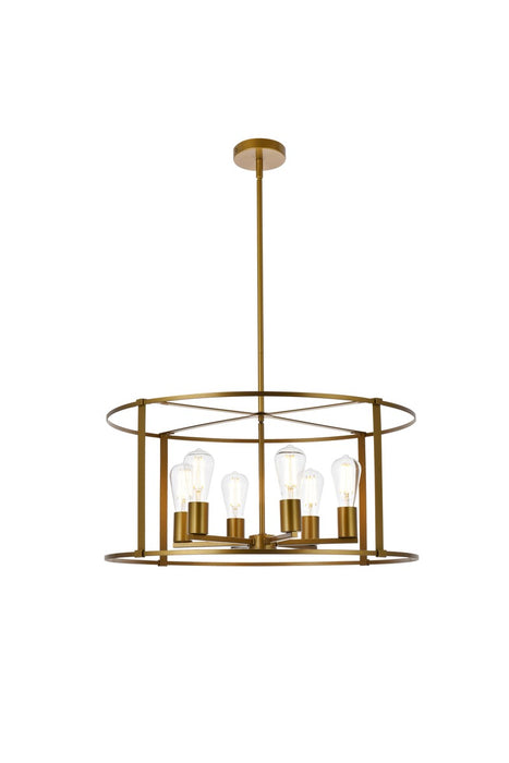 Elegant Lighting LD7058D26BR Six Light Pendant, Brass