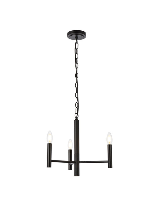 Elegant Lighting LD7059D17BK Three Light Pendant, Black
