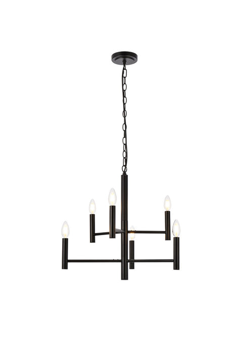 Elegant Lighting LD7060D22BK Six Light Pendant, Black