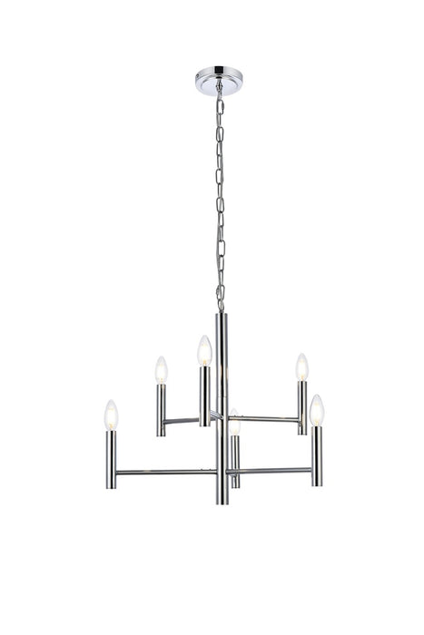 Elegant Lighting LD7060D22C Six Light Pendant, Chrome