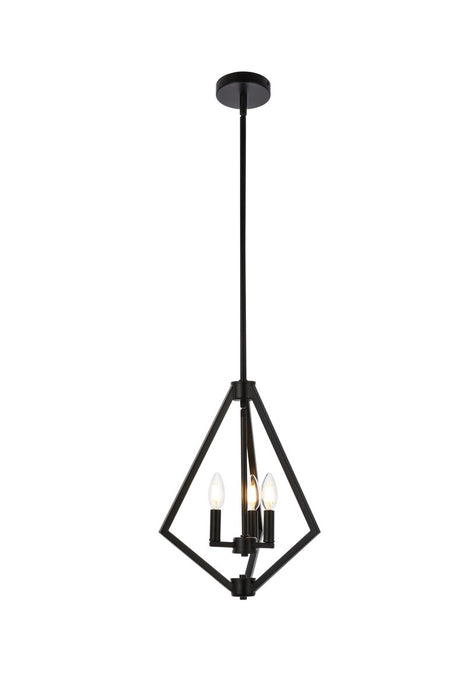Elegant Lighting LD7061D14BK Three Light Pendant, Black
